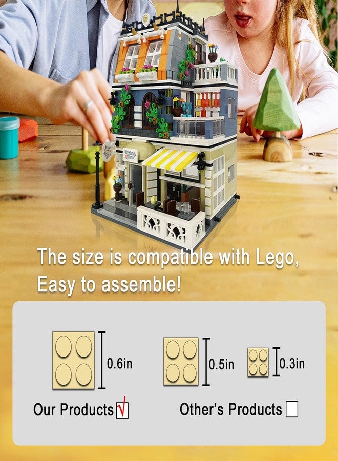 ENJBRICK مجموعة بناء فندق الحديقة من إنج بريك، مجموعة مكعبات بناء منزل معياري للمراهقين والبالغين. مجموعة بناء ألعاب قابلة للتجميع مكونة من 1284 قطعة. - Image 3